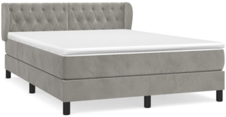 vidaXL Boxspringbett mit Matratze Hellgrau 140x190 cm Samt 3127667