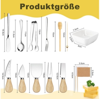 Refined Living Besteck-Set 95tlg Charcuterie Board Zubehör Käsemesser Set mit Holzgriff für Party, Edelstahl, Kochbesteck-Set Buttermesser-Set Geschirr Schüssel for Platter Making