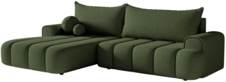 Selsey 'Dandelino' Ecksofa mit Schlaffunktion, Stauraum und Bouclé-Bezug, khaki, links, 80 x 275 x 168 cm