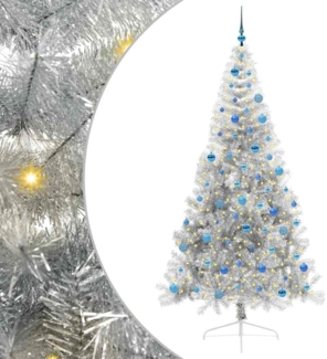 vidaXL Künstlicher vorbeleuchteter Weihnachtsbaum Silber 240 cm 3397239