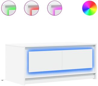 LED-Couchtisch, Sofatisch Weiß Holzwerkstoff