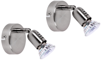 2er Set RGB LED Wandleuchte, verchromt, beweglich, T 14 cm