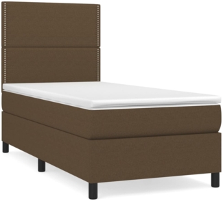 vidaXL Boxspringbett mit Matratze Dunkelbraun 100x200 cm Stoff 3141676