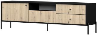 Selsey 'Raviero' TV-Lowboard mit 3 Schubladen, Schwarz / Artisan Eiche, 58 x 200 x 40 cm