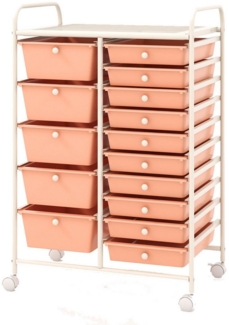 COSTWAY Rollcontainer, Bürocontainer mit 15 stapelbaren Schubladen & Rollen