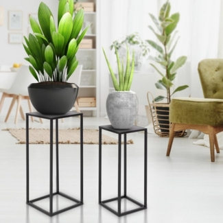 ML-DESIGN Blumenständer Pflanzenständer Set aus Metall Pflanztopf Deko Blumenhocker (2 St), Blumentopfständer Schwarz Wetterfeste und robuste Blumentopfhalter