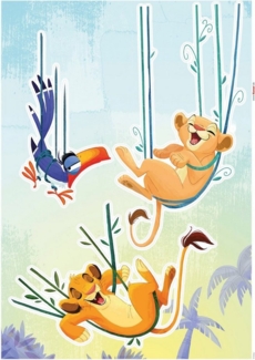 Komar Wandtattoo Lion King Relax - Größe 50 x 70 cm (3 St), selbstklebend, Wandsticker, Kinderzimmer