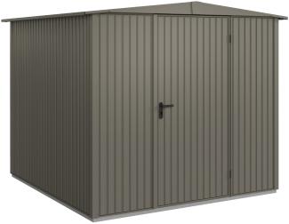 Hörmann Metall-Gerätehaus Berry Classic mit Satteldach Typ 2, 259 x 248 cm, quarzgrau, 6,4 m²,1-flüglige Tür