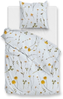 Zo! Home Cotton Bettwäsche 135x200 Savio Powder Blue Wiesenblumen Löwenzahn