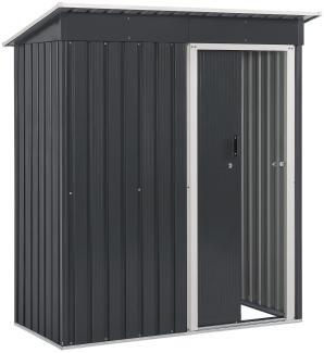 Juskys Metall Gerätehaus S mit Pultdach, Schiebetür & Fundamentrahmen | 1 m² | 161 x 86 x 181 cm | Anthrazit | Geräteschuppen Gartenhaus Schuppen