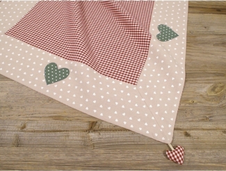 matches21 HOME & HOBBY Tischdecke Tischdecke VRONI Herzen kariert rot, 100 % Baumwolle, in 70x70 cm (1-tlg), Pflegeleicht waschbar bis 30° Grad