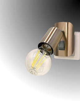 TRANGO LED Steckdosenleuchte, 11-060 LED Steckerleuchte inkl. 1x 8 Watt 3000K warmweiß E27 LED Leuchtmittel in Nickel matt *ANNA*, Wandleuchte, Leselampe, Küchenlampe, Wandleuchte, Leselampe, Küchenlampe, Nachtlicht, Wandlampe