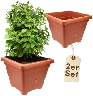 GarPet Pflanzkübel 2x Pflanzkübel Rechteckig Blumen Kübel Pflanz Topf 40 cm Terrakotta