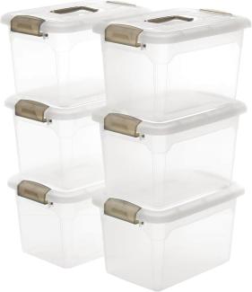 Citylife 6er-Set 8L Aufbewahrungsboxen transparent Stapelbar Clips Belüftung