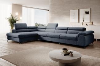 Ecksofa Schlafsofa Sofa BASTIEN MAX in Stoff Whisper Silbergrau Ottomane Links