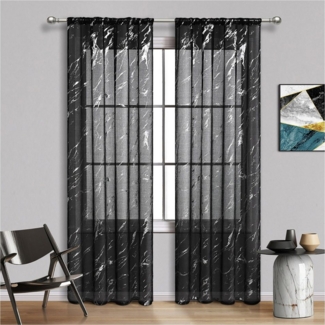 Refttenw Gardine Durchsichtige Vorhänge Silberfolien-Druck, (2 St), transparent, HxB: 130 x 100 cm