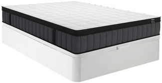 Vente-unique - Set aus Bettgestell mit Bettkasten + Matratze - 160 x 200 cm - Hybridmatratze - 7-Zonen-Taschenfederkern & Memory Gel - Stärke 25 cm - Weiß - TOLCA von YSMÉE