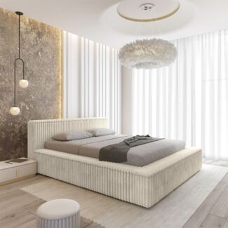 Polsterbett Doppelbett TULSA 180x200cm Komplettset in Stoff Vito Creme