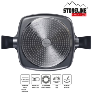 STONELINE Servierpfanne, Aluminium (2-tlg), mit echten Steinpartikeln, induktionsgeeignet, Designed in Germany
