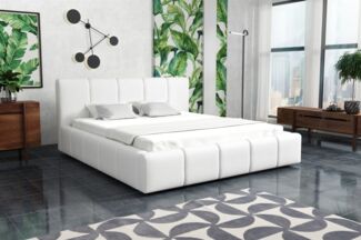 Polsterbett Bett Doppelbett GENUA Komplettset 200x200cm Kunstleder Soft Weiss
