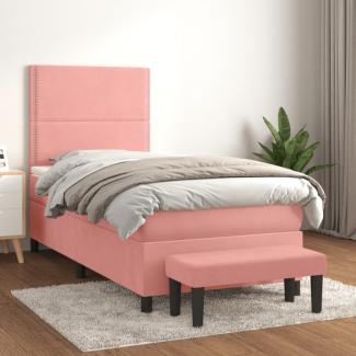 vidaXL Boxspringbett mit Matratze Rosa 90x190 cm Samt 3137760