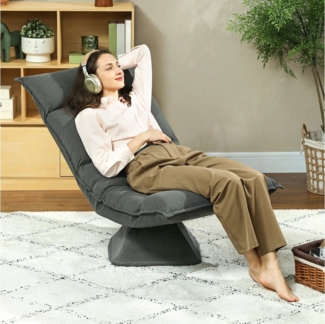 BlingBin Drehsessel Bodensessel mit 5-fach verstellbarer Rückenlehne,Polsterstuhl (1 Stück, 1-St, 70cm x 62cm x 95cm), Lazy Sofa für Wohnzimmer und Büro