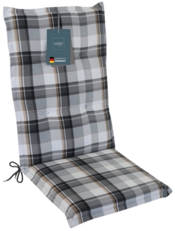LILENO HOME Hochlehnerauflage Gartenstuhl Auflage, bequeme Sitzauflage für Gartenmöbel, Stuhlkissen, (1 St, 1er Set), Polsterauflage Karo Grau, Sitzpolster für Klappstühle