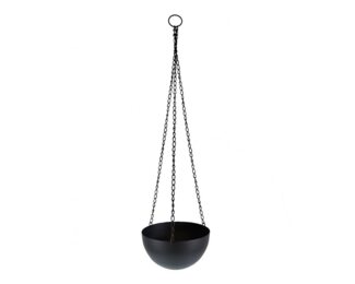 colourliving Blumenampel Hängeampel Blumen 22 cm Blumenhänger Metall schwarz, wetterfest, für Innen und Außen, mit Metallkette