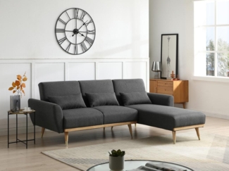Vente-unique - Klappecksofa mit Schlaffunktion - Stoff - Anthrazit - ANDINO