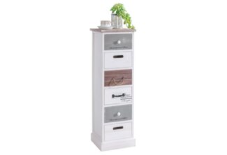 CARO-Möbel Standregal Aviano mit 6 Schubladen, kleine Kommode im Vintage Stil, Schubladenkommode im Shabby Look