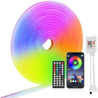 LETGOSPT LED Stripe LED Strip 5m, LED Streifen mit Bluetooth App-Steuerung, DIY-Funktion, RGB 12V Dimmbar Neon LED Streifen, IP67 Wasserdicht