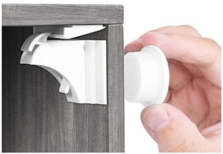 POPOLIC Kindersicherung Babysicherheit Magnetisches Schrankschloss 10Schlösser mit 2Schlüsseln, unsichtbare Kindersicherung für Schränke und Schubladen