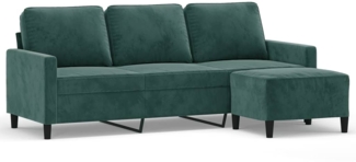 vidaXL 3-Sitzer-Sofa mit Hocker Dunkelgrün 180 cm Samt 3201057