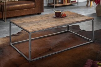 riess-ambiente Couchtisch BARRACUDA 100cm natur / schwarz / silbergrau (Einzelartikel, 1-St), Wohnzimmer · Massivholz · Metall · geflexte Beine · Industrial Design