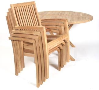 Teak Klapptisch Salerno ? 100 cm + 4 Teakstühle Como