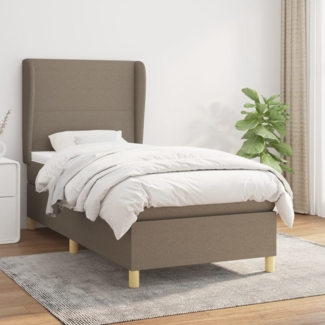 vidaXL Boxspringbett mit Matratze Taupe 90x190 cm Stoff 3128329