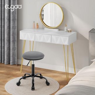 EUGAD Barhocker, Schminkstuhl höhenverstellbar drehbar, runder Hocker 360° drehbar