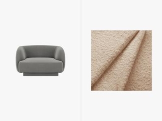 Micadoni Sessel Miley 1-Sitzer Boucle Beige Kunststoff schwarz