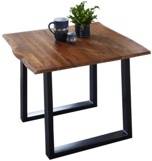 Esszimmertisch Baumkante Esstisch Massivholz Akazie Kufengestell nussbaum 80x80 schwarz 524123