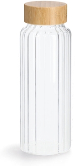 ZELLER 19649 Glasflasche 1,0 Liter mit Bambusdeckel, Ø 9 x 25,5 cm