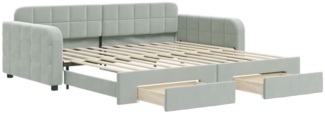 vidaXL Tagesbett Ausziehbar mit Schubladen Hellgrau 100x200 cm Samt 3196984