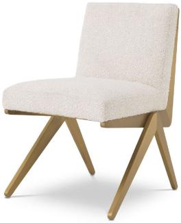 Casa Padrino Luxus Esszimmerstuhl Creme / Messingfarben 54,5 x 62 x H. 80 cm - Luxus Esszimmer Möbel