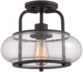 Deckenleuchte, Metall Glas, Bronze, D 30,5 cm