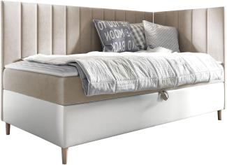 Boxspringbett Chapeni 'Junior 3' beige 100 x 200 cm Rechts