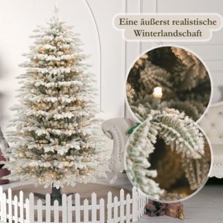 WHEELYOU Künstlicher Weihnachtsbaum 180 cm mit 360° Drehfunktion und LED mit beleuchtung, Nordmanntanne, tannenbaum künstlicher weihnachtsbaum mit beleuchtung christmas tree