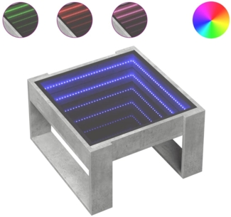 Couchtisch, Sofatisch mit Infinity-LED Betongrau 50 x 53 x 30 cm