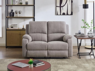 Vente-unique - Relaxsofa 2-Sitzer - Mikrofaser - Hellgrau - BRODY
