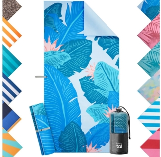 Blumtal Reisehandtuch Strandhandtuch 90x180 cm aus Mikrofaser - kompakt & schnelltrocknend, sandfrei mit Band - Mikrofaser Handtuch groß mit Wellen-Muster