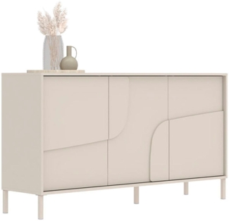 INOSIGN Sideboard Stone, 155 cm breit, 3 Türen, Anrichte, Kommode, Stauraumschrank, 3D-Design, Push-to-open, Innenraum großzügig, Füße 14/2 cm wählbar