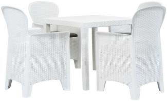 vidaXL 5-tlg. Garten-Essgruppe Kunststoff Weiß Rattan-Optik 276108